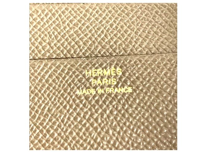Hermès Hermes Bearn Epsom Leder Münzbeutel Beige Taupe - Ansicht 15