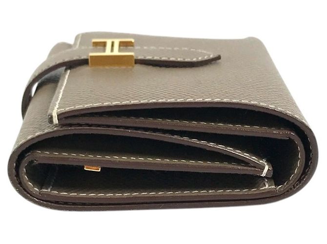 Hermès Hermes Bearn Epsom Leder Münzbeutel Beige Taupe - Ansicht 4