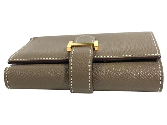 Hermès Hermes Bearn Epsom Leder Münzbeutel Beige Taupe - Ansicht 6