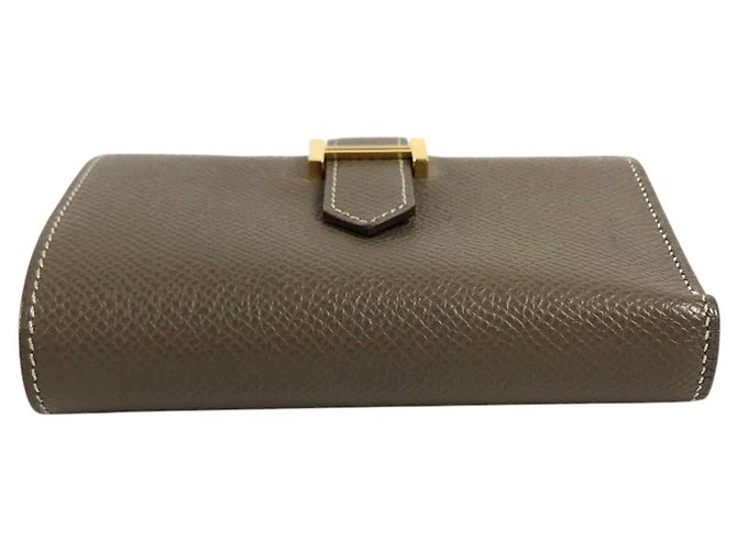 Hermès Hermes Bearn Epsom Leder Münzbeutel Beige Taupe - Ansicht 7