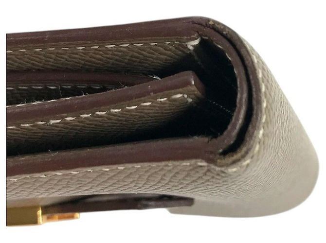 Hermès Hermes Bearn Epsom Leder Münzbeutel Beige Taupe - Ansicht 9