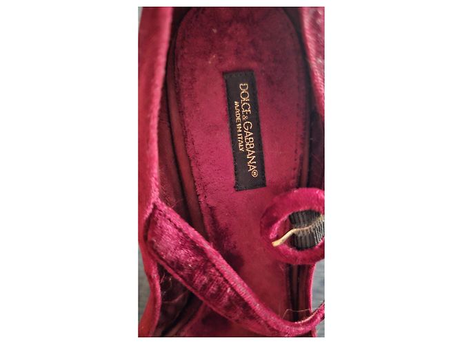 Décolleté Mary Jane in velluto Dolce & Gabbana Rosso - vista 2