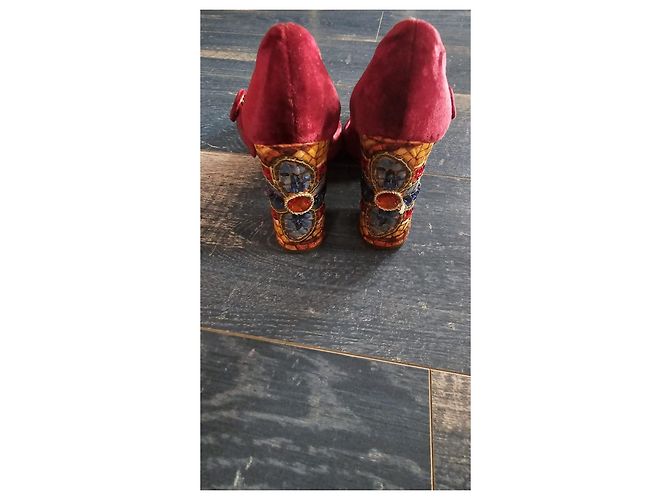 Décolleté Mary Jane in velluto Dolce & Gabbana Rosso - vista 5
