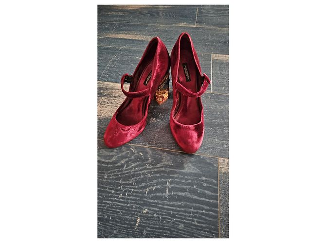 Décolleté Mary Jane in velluto Dolce & Gabbana Rosso - vista 6