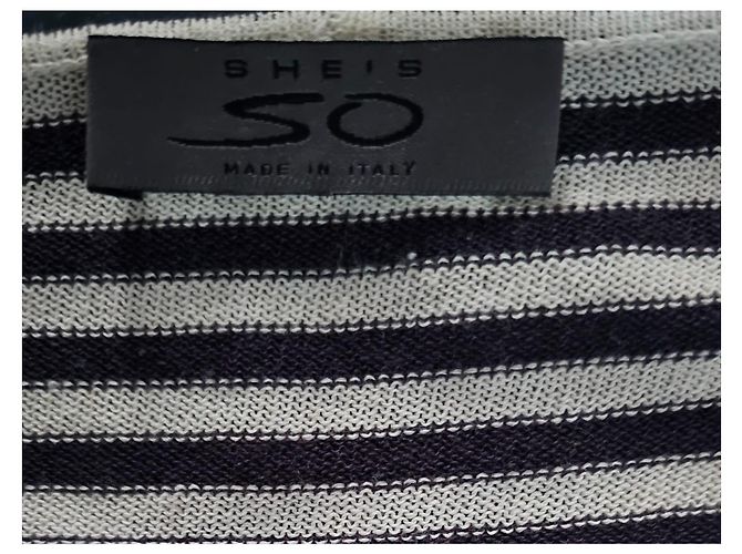 Autre Marque SHE IS SO Vestido Midi a Rayas Negro Blanco - vista 3