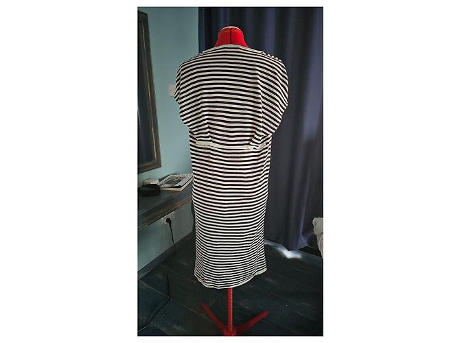 Autre Marque SHE IS SO Vestido Midi a Rayas Negro Blanco - vista 4