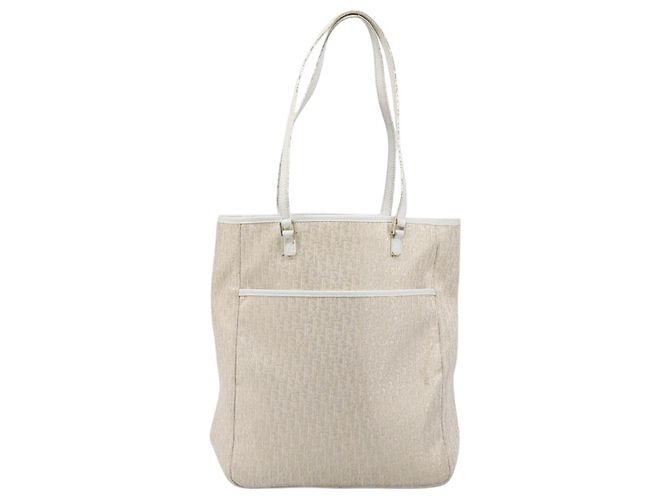 Borsa Tote Christian Dior Trotter Canvas Gold Auth 206023A D'oro - vista 13