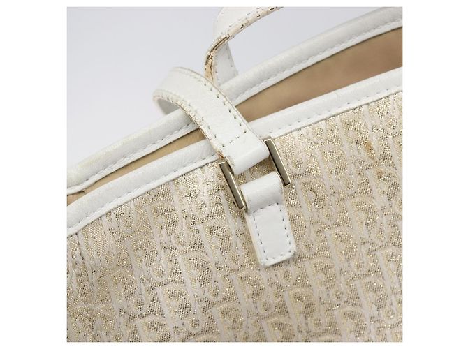Borsa Tote Christian Dior Trotter Canvas Gold Auth 206023A D'oro - vista 19
