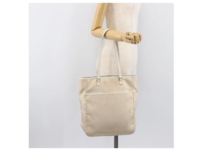 Borsa Tote Christian Dior Trotter Canvas Gold Auth 206023A D'oro - vista 27