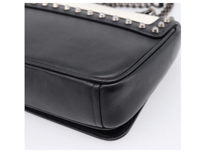 Borsa a tracolla con catena PRADA in pelle Bianco Nero Auth mr2939A - vista 15