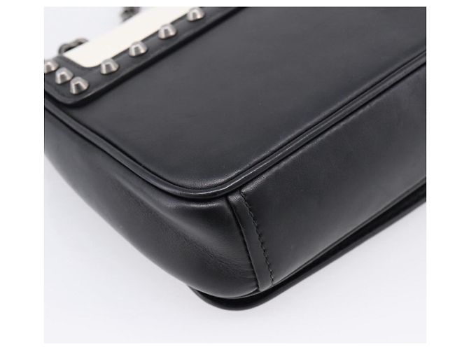 Borsa a tracolla con catena PRADA in pelle Bianco Nero Auth mr2939A - vista 16