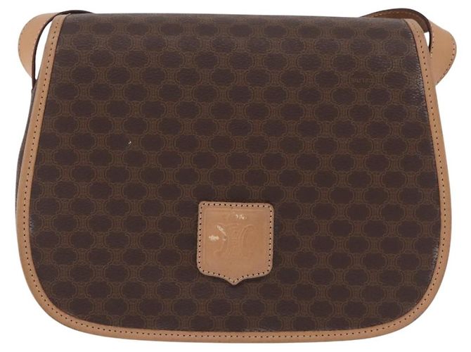 Céline Borsa a tracolla CELINE Macadam PVC Marrone Tono Oro Auth mr3037A - vista 13