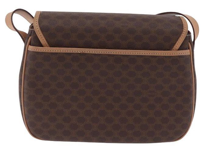 Céline Borsa a tracolla CELINE Macadam PVC Marrone Tono Oro Auth mr3037A - vista 3
