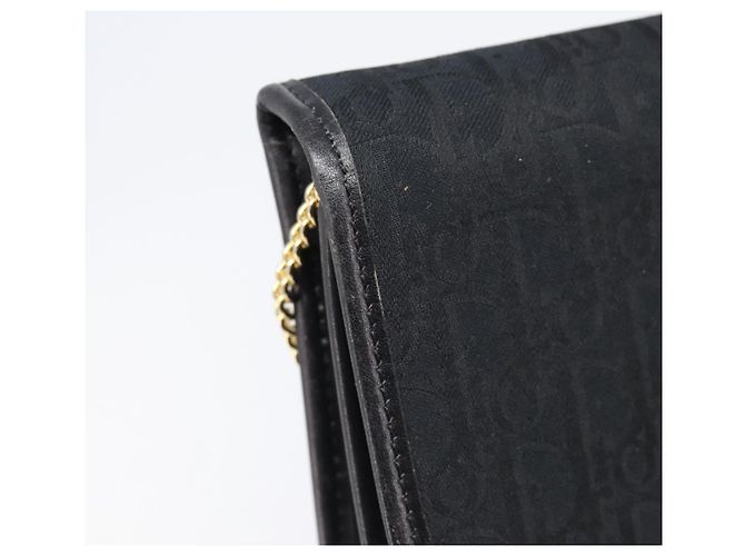 Borsa a tracolla con catena Christian Dior Trotter Canvas Nero Oro Auth ep16160 D'oro - vista 11