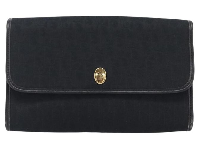 Borsa a tracolla con catena Christian Dior Trotter Canvas Nero Oro Auth ep16160 D'oro - vista 13