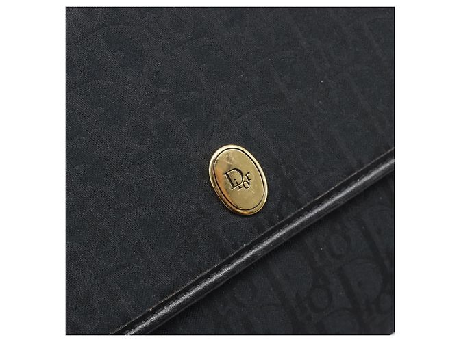 Borsa a tracolla con catena Christian Dior Trotter Canvas Nero Oro Auth ep16160 D'oro - vista 18