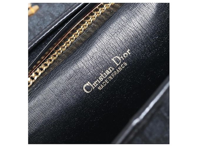 Borsa a tracolla con catena Christian Dior Trotter Canvas Nero Oro Auth ep16160 D'oro - vista 20