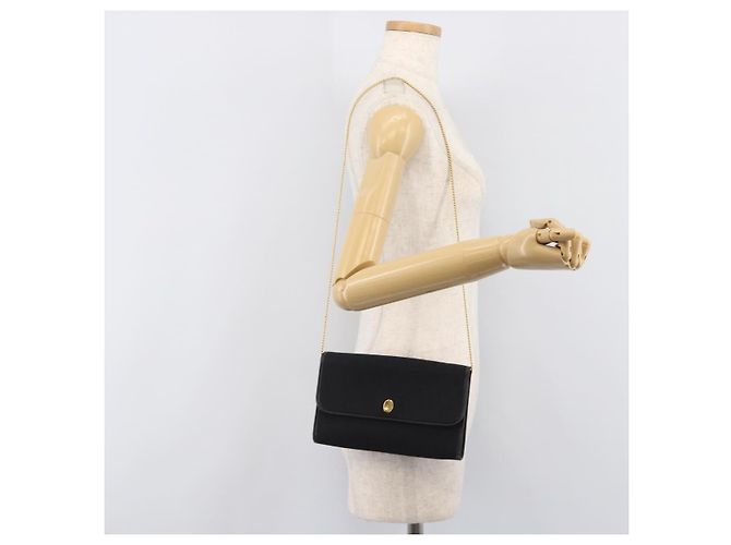 Borsa a tracolla con catena Christian Dior Trotter Canvas Nero Oro Auth ep16160 D'oro - vista 25