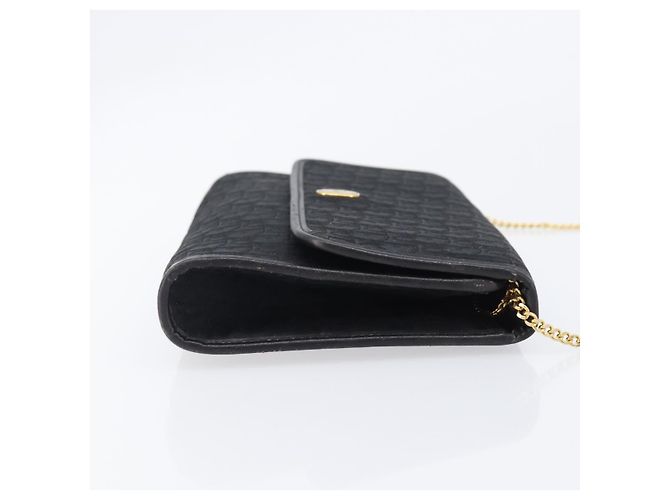 Borsa a tracolla con catena Christian Dior Trotter Canvas Nero Oro Auth ep16160 D'oro - vista 3