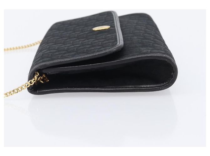 Borsa a tracolla con catena Christian Dior Trotter Canvas Nero Oro Auth ep16160 D'oro - vista 4