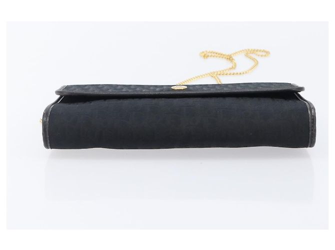 Borsa a tracolla con catena Christian Dior Trotter Canvas Nero Oro Auth ep16160 D'oro - vista 5