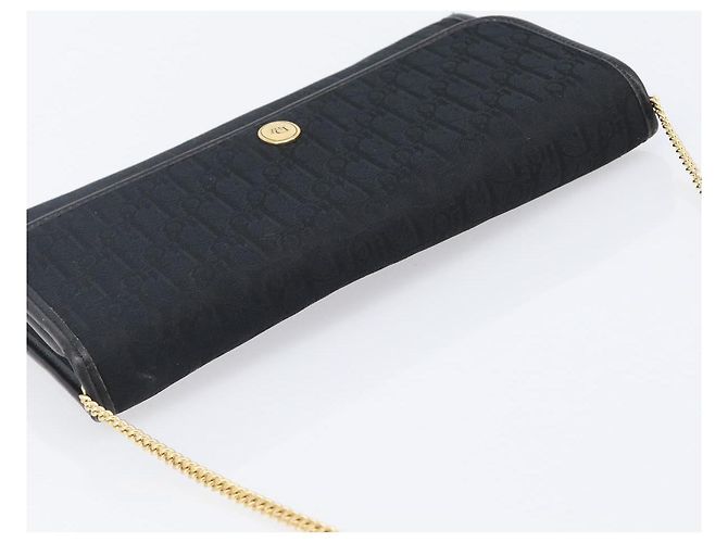 Borsa a tracolla con catena Christian Dior Trotter Canvas Nero Oro Auth ep16160 D'oro - vista 6