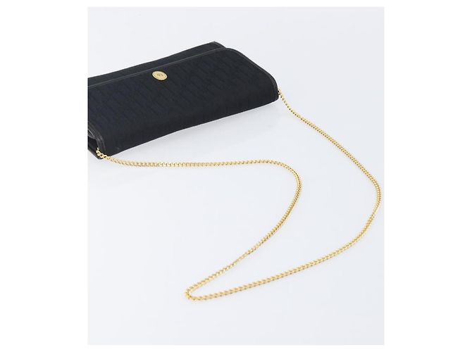 Borsa a tracolla con catena Christian Dior Trotter Canvas Nero Oro Auth ep16160 D'oro - vista 7