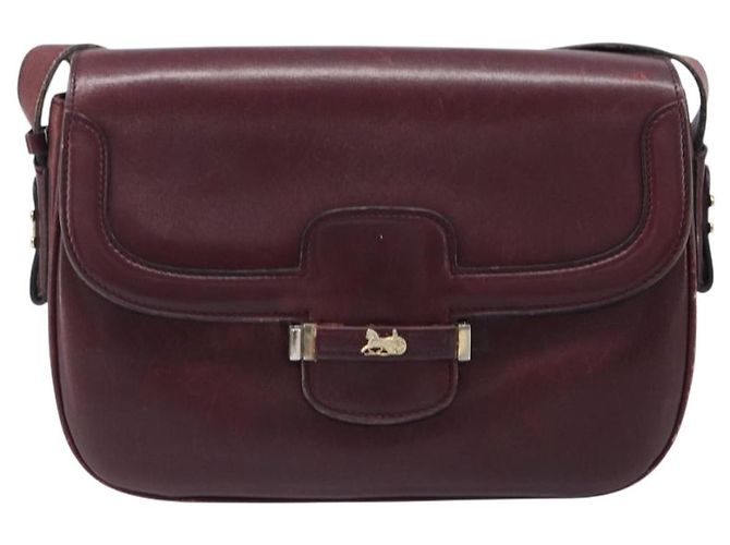 Edge Céline Borsa a tracolla CELINE in pelle Bordeaux Gold Auth ep15984 D'oro Bordò - vista 13
