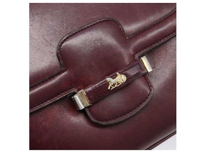 Edge Céline Borsa a tracolla CELINE in pelle Bordeaux Gold Auth ep15984 D'oro Bordò - vista 20