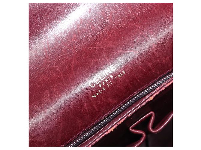 Edge Céline Borsa a tracolla CELINE in pelle Bordeaux Gold Auth ep15984 D'oro Bordò - vista 21
