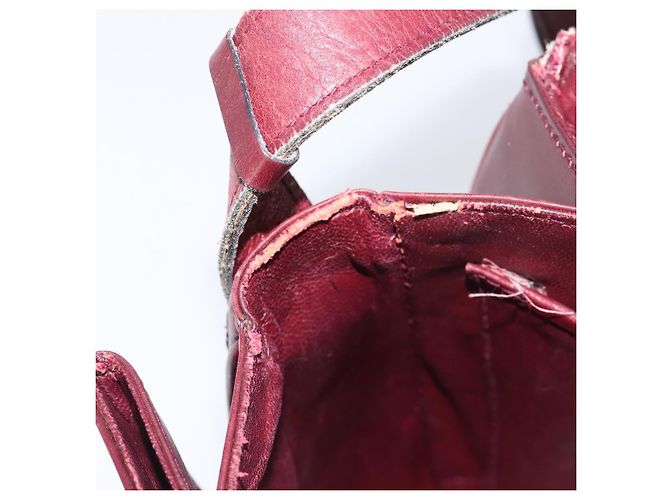 Edge Céline Borsa a tracolla CELINE in pelle Bordeaux Gold Auth ep15984 D'oro Bordò - vista 24