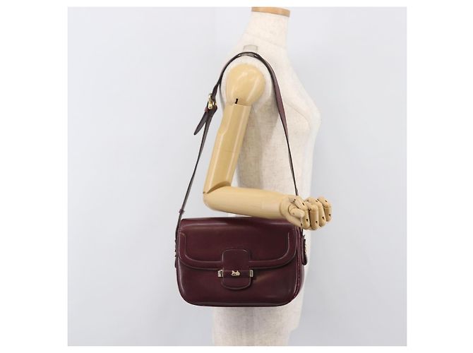 Edge Céline Borsa a tracolla CELINE in pelle Bordeaux Gold Auth ep15984 D'oro Bordò - vista 29