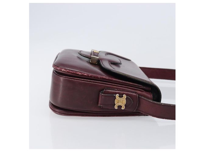 Edge Céline Borsa a tracolla CELINE in pelle Bordeaux Gold Auth ep15984 D'oro Bordò - vista 3