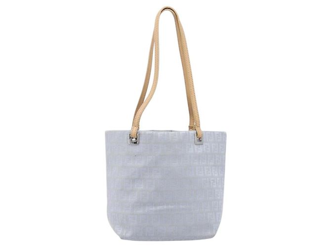 FENDI Zucchino Canvas Tote Bag Hellblau Silber 8BH079 Auth bs37243 - Ansicht 13
