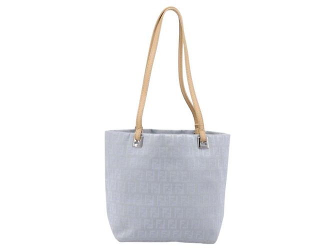 FENDI Zucchino Canvas Tote Bag Hellblau Silber 8BH079 Auth bs37243 - Ansicht 2