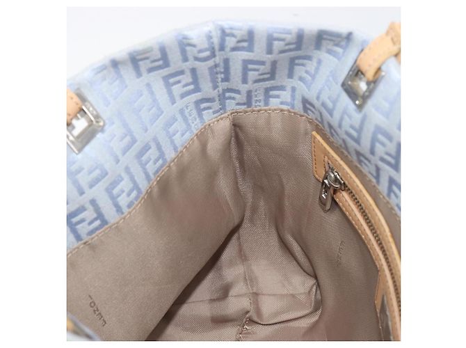 FENDI Zucchino Canvas Tote Bag Hellblau Silber 8BH079 Auth bs37243 - Ansicht 20
