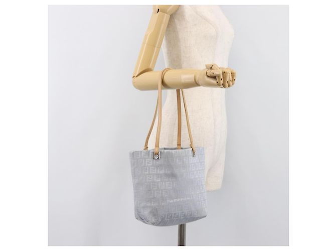 FENDI Zucchino Canvas Tote Bag Hellblau Silber 8BH079 Auth bs37243 - Ansicht 23