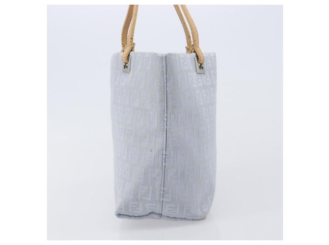 FENDI Zucchino Canvas Tote Bag Hellblau Silber 8BH079 Auth bs37243 - Ansicht 3