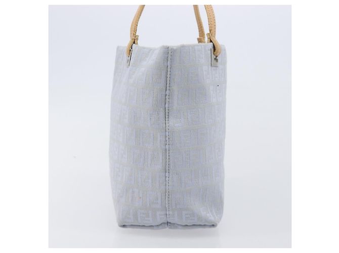 FENDI Zucchino Canvas Tote Bag Hellblau Silber 8BH079 Auth bs37243 - Ansicht 4