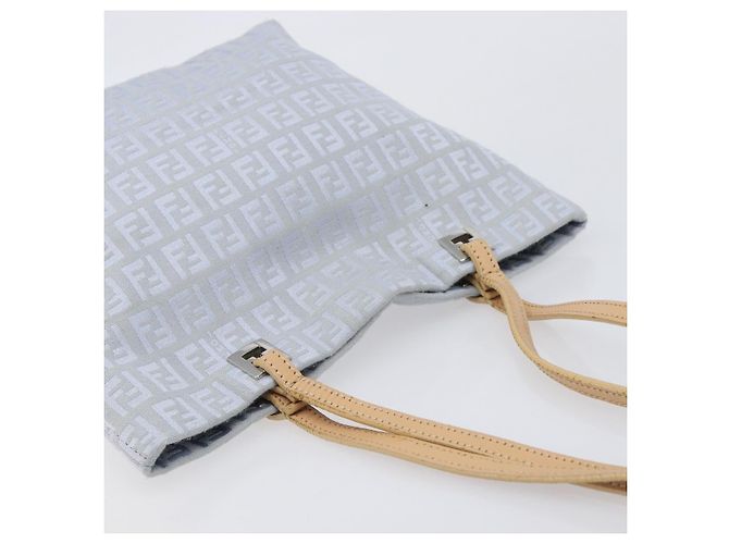 FENDI Zucchino Canvas Tote Bag Hellblau Silber 8BH079 Auth bs37243 - Ansicht 6