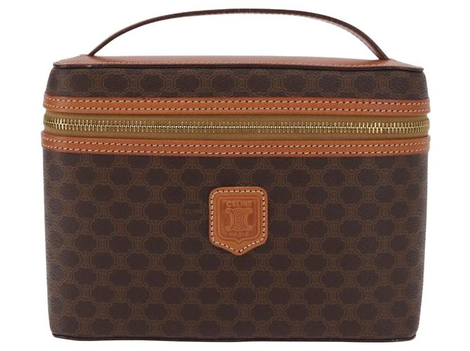 Céline Necessaire per cosmetici CELINE Macadam Vanity PVC Brown Gold Tone Auth ki6895M Marrone - vista 13