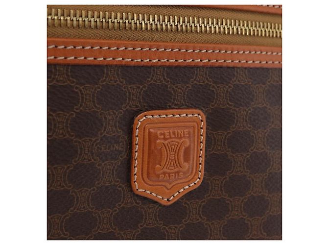 Céline Necessaire per cosmetici CELINE Macadam Vanity PVC Brown Gold Tone Auth ki6895M Marrone - vista 18