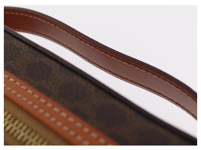Céline Necessaire per cosmetici CELINE Macadam Vanity PVC Brown Gold Tone Auth ki6895M Marrone - vista 8