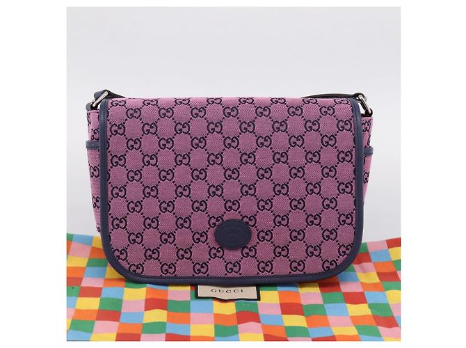 Borsa a tracolla per bambini GUCCI GG Canvas Rosa Argento Auth mr2971A - vista 12
