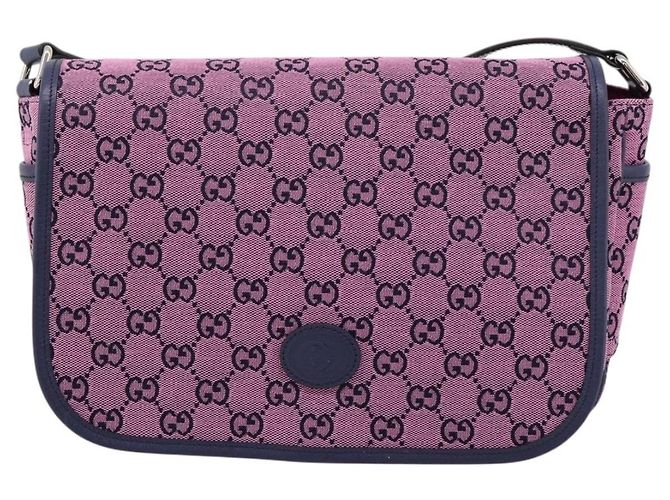 Borsa a tracolla per bambini GUCCI GG Canvas Rosa Argento Auth mr2971A - vista 13