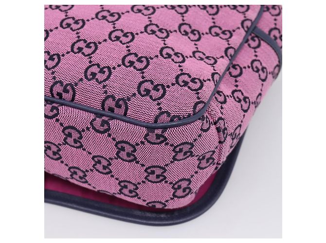 Borsa a tracolla per bambini GUCCI GG Canvas Rosa Argento Auth mr2971A - vista 16