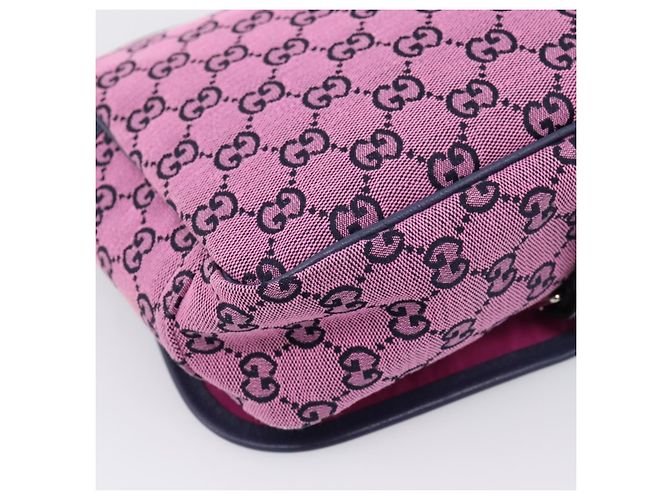 Borsa a tracolla per bambini GUCCI GG Canvas Rosa Argento Auth mr2971A - vista 17