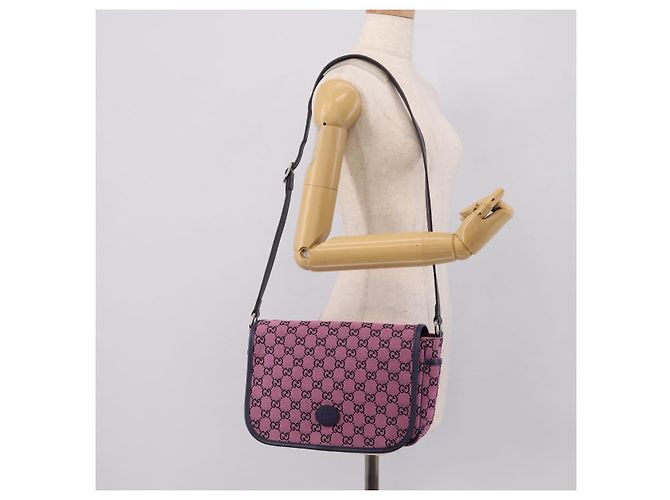 Borsa a tracolla per bambini GUCCI GG Canvas Rosa Argento Auth mr2971A - vista 22