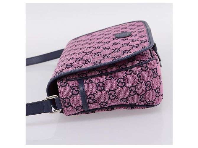 Borsa a tracolla per bambini GUCCI GG Canvas Rosa Argento Auth mr2971A - vista 3
