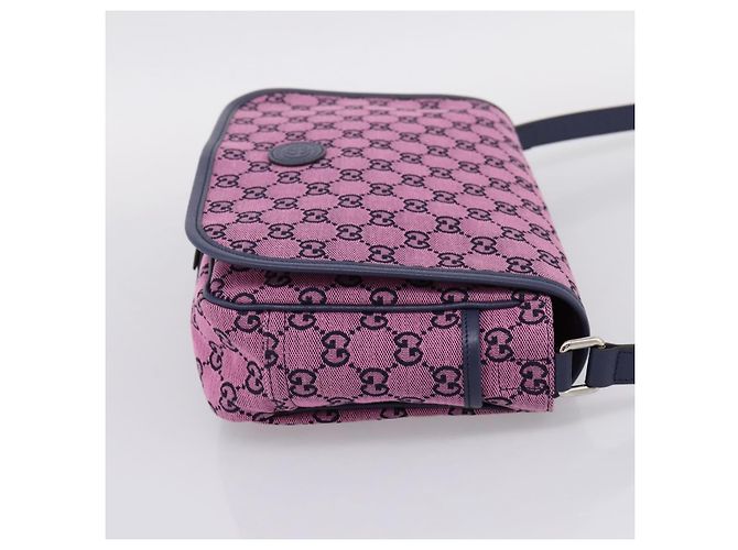 Borsa a tracolla per bambini GUCCI GG Canvas Rosa Argento Auth mr2971A - vista 4